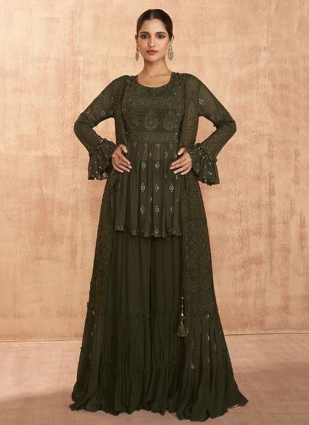 Mahendi Colour SAYURI ATTIRES New Designer Festive Wear Readymade Salwar Suit Collection 9102